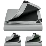 Woltu Abdeckplane Grau-Schwarz 3x4 m