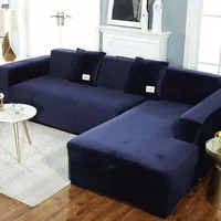 Ecksofa-überzug Mit Armlehnen, Dehnbarer L-förmiger Sofa-schutz (für L-förmiges Ecksofa, Bitte Zwei Stück Kaufen) – Marineblau, Einzelgröße 90–140 Cm