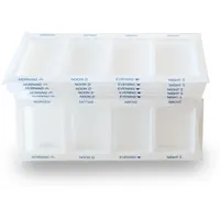 10 weiße XL Medikamentendispenser – Tablettenbox mit großen Fächern (Morgen, Mittag, Abend, Nacht) – Pillenbox Tagesdispenser mit Blindenschrift, Deutsch/Englisch, 10er Set (weiß)