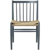 FDB Møbler J80 Stuhl, buche blue grey / naturgeflecht