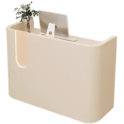 Kassentheke mit LED-Beleuchtung Empfangstheke mit Schubladen Verkaufstheke für Büro, Supermarkt, Hotel und Bekleidungsgeschäft Beige 200x60cm