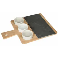 SECRET DE GOURMET 4-teiliges Snack-Set aus Schiefer Bambus