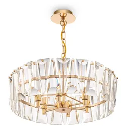 Licht-Erlebnisse Kronleuchter SIMON Gold Transparent Metall Kristall 6x E14 bis 60W LE116472