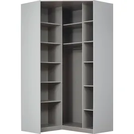 otto home Eckkleiderschrank OTTO HOME "Kleiderschrank Schrank Ankleidezimmer Schlafzimmer Garderobe AGORDO", grau (seidengrau), B:117cm H:229cm T:117cm, Holzwerkstoff, Schränke, Eckkleiderschrank, mit Spiegeltüren, voll ausgestattet mit viel Stauraum MADE IN