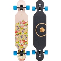 BTFL Drop-Through Longboard Flora Skateboard für Mädchen, Komplett-Board mit ABEC 9 Kugellager, Cruiser für Anfänger und Fortgeschrittene