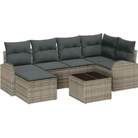 VidaXL Garten-Sofa-Set mit Kissen Schwarzes Poly-Rattan