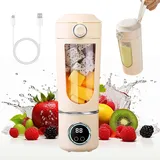 Tragbarer Mixer, 700ml Kleiner Entsafter,Mixer Smoothie Maker to Go mit Digitalanzeige,USB Wiederaufladbarer Smoothie Maker,Portabler Elektrischer Saftpresse, Mini Standmixer für Smoothie Shakes Saft