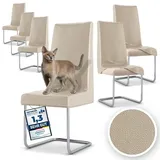 Innerspace Stuhlhussen 6er Set in Beige | Blickdichte, Wasserabweisende, Elastische Stuhlbezüge für Kinder & Haustiere | Stuhl Überzüge für Schwingstühle/Freischwinger – Jetzt Set wählen!