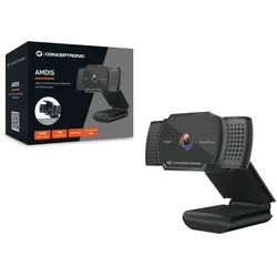 CONCEPTRONIC Amdis 2K 1080P Autofocus Webcam, Mikro, schwarz