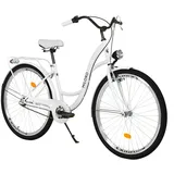 MILORD. Komfort Fahrrad mit Rückenträger, Hollandrad, Damenfahrrad, 3-Gang, Weiß, 28 Zoll