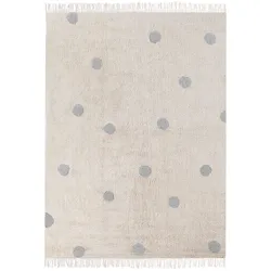 Kinderteppich Baumwolle beige / grau 140 x 200 cm gepunktetes Muster Kurzflor DARDERE