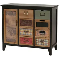 Mendler Apothekerkommode 80 x 91 x 40 cm Schwarz