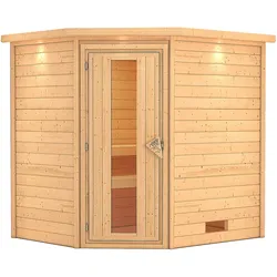 Karibu Woodfeeling Sauna Mia - 38 mm -inkl. Dachkranz- Energiesparende Saunatür