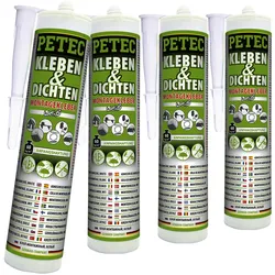 4x Petec Kleben & Dichten 290 Ml Weiß Montagekleber Glas Metall Klebstoff Klebe: Petec 94529