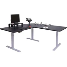 Mendler Eckschreibtisch HWC-D40 Schwarz / Grau