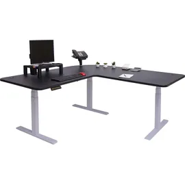Mendler Eckschreibtisch HWC-D40 Schwarz / Grau