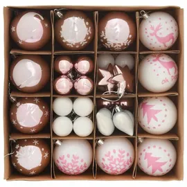 vidaXL Weihnachtskugel-Set 40 pcs Weiß und Rosa Kunststoff