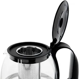 t24 Teekanne aus Glas 1250 ml & Hitzebeständig mit Edelstahl Teesieb - Schwarz
