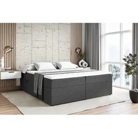 altdecor Boxbett, mit H3-Matratze und Lattenrost - MARCE BW - 160x200 Dunkelgrau