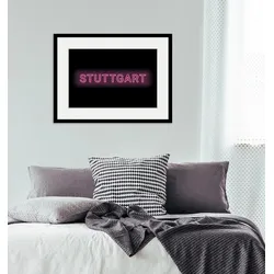 queence Bild »STUTTGART LIGHTS«, Städte-Schriftzug, (1 St.), HD Premium Poster-Druck inkl. Holzrahmen queence Farbe Rahmen: schwarz + Farbe Bild(er): schwarz/grün