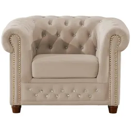 S-Style Chesterfield Sessel Cleo Blink Samt 104 x 72 x 0 cm Beige