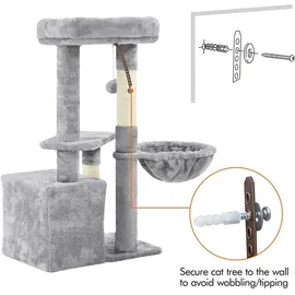 Yaheetech Kratzbaum Katzenkratzbaum 145 cm Stabiler Katzenbaum mit Aussichtsplattform Liegemulde Sisalstämme Kletterbaum für kleinen mittelgroßen