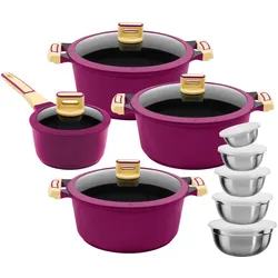 Topf-Set KING, lila (flieder, 18tlg., set), Töpfe, Antihaft-Beschichtung, Induktion