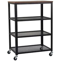 Relaxdays Rollwagen, 4 Ebenen Industrial, Braun,Schwarz