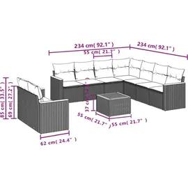vidaXL Gartensofa-Set 10-tlg. schwarz