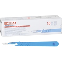 Gima - Sterile Skalpelle aus rostfreiem Edelstahl, Handgriff aus ABS, zum Einmalgebrauch, Standard, Nr. 10, 10 einzeln verpackte Skalpelle.