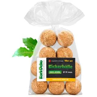 10er-Set Kickerkugeln Kickerbälle Korkkugeln | 31-35 mm | sehr leise | Naturkork | Kork-Kicker-Bälle Natur | Tischfussball, Kicker Ball, Tischfussball-Bälle 10 Stück |