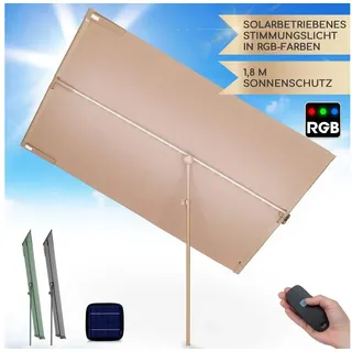 Blumfeldt Sonnenschirm für Balkon Rechteckig, Sonnenschirm mit LED Beleuchtung, Wasserdicht & UV-Schutz, Balkon Sonnenschirm für Terrasse & Garten,