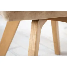 Riess-Ambiente Drehbarer Stuhl LIVORNO champagner greige Samt Buchenholz Esszimmerstuhl Küchenstuhl