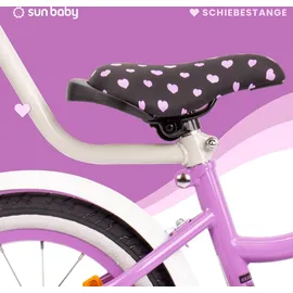 SUN BABY Mädchenfahrrad 14 Zoll Glocke Zusatzräder Schubstange Heart Bike violett