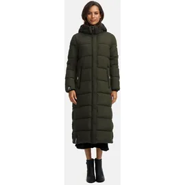 Navahoo Damen, Wintermantel warmer Steppmantel lang mit abnehmbarer Kapuze Isalie Dark Olive Gr. XXL - XXL
