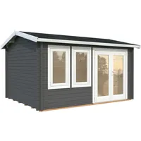 Palmako Gartenhaus Iris 11,1 m2 - 44 mm dunkelgrau/weiß