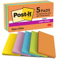 Post-it Post-it® Super Sticky Notes Bangkok Collection Haftnotizen extrastark farbsortiert, 5 Blöcke