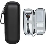 HunDun PU-Tasche für Gillette Fusion 5, ProGlide und Mach3 Nassrasierer – Wasserdichtes, tragbares Reiseetui mit Karabiner