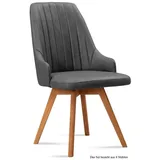 58 aufm Kessel Esszimmerstuhl Küchenstuhl (2er-Set) Domka 52x91x60 Eiche geölt/Anthrazit (Lieferung bis Verwendungsstelle, 4 St), Stabiles Gestell aus Massivholz pflegeleichter Bezug aus Microfaser grau