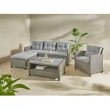 Konifera Gartenlounge-Set »Cordoba« grau graubraun graubraun,), Loungeset Cordoba, Polyrattan, Sitzmöbel-Sets, Polyratten, Stahl, Tischplatte aus Nonwood, geeignet für 4 Personen
