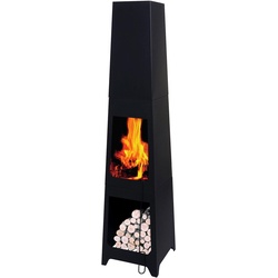 Gartenofen MCW-K89, Gartenkamin Terrassenkamin Terrassenofen, Schürhaken Feuerstelle 150x35x34cm, schwarz