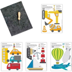 LK Trend & Style Bastelkartonpapier Bastelset zum Prickeln – Land, Wasser, Luft, Hergestellt in Deutschland bunt