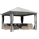 Brast Pavillon Infinity 4x4m Hellgrau inkl. Moskitonetz + led wasserdicht stabil UV-Schutz - BRAST® Aluminium 3x4m oder viele Modelle Farben | | wahlweise LEDs
