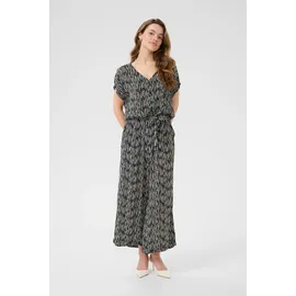 Kaffe Jumpsuit "Overall KAmille", Damen, Gr. 36, N-Gr, schwarz (schwarz, chalk graphic lines), Obermaterial: 100% Viskose LENZING ECOVERO CV LenzEcov., Overalls Jumpsuit