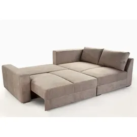 luma-home Ecksofa-Dauerschläfer Hellbraun, Textil, 3-Sitzer, Füllung: Kaltschaum, L-Form,L-Form, 260x181 cm, Wohnzimmer, Sofas & Couches, Wohnlandschaften, Ecksofas