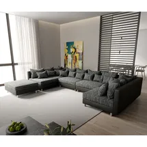 DeLife Wohnlandschaft Clovis XL Schwarz mit Hocker, Design Wohnlandschaften, Couch Loft, Modulsofa, modular