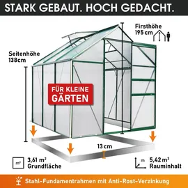 Brast Gewächshaus Alu Grün HKP 6 mm 3,61 m2