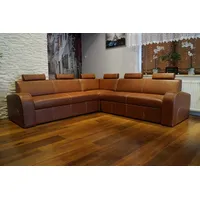 Echtleder Ecksofa Couch mit Schlaffunktion & Kopfstützen Echt Leder Eck Sofa
