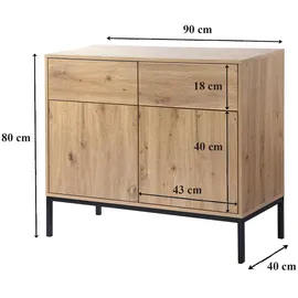 CaliCosy Sideboard 90 x 80 cm Naturbelassen