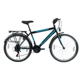 Rezzak 26 Zoll Fahrrad Herren Fahrrad Jungenfahrrad Herren Kinderfahrrad City Bike 21 Gang Schwarz Blau NEU